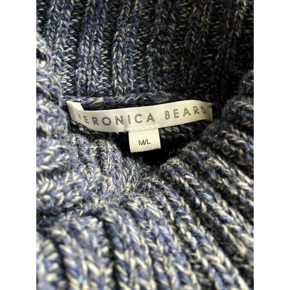 Veronica Beard Collina Sweater Vest Blue Cable Knit Wool Silk Turtleneck M/L - Picture 7 of 10